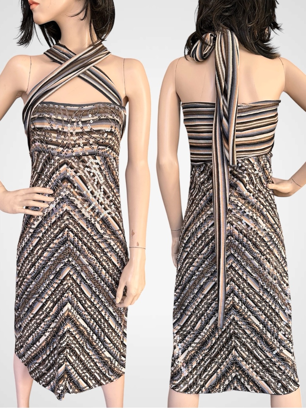 Missoni sequin knit dress with wrap strap